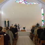2017 WPCU: Closing Service at St. Anne's Roman Catholic Church. Pictured left to right: de Margerie lecturer Rev. Dr. Dirk Lange; Rev. Paul Mathieson (Baptist); Rev. Amanda Currie (Presbyterian).