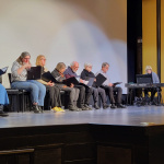 (Hamilton, ON) Church leaders and representatives participate in an ecumenical worship celebration at the Westdale Theatre.  